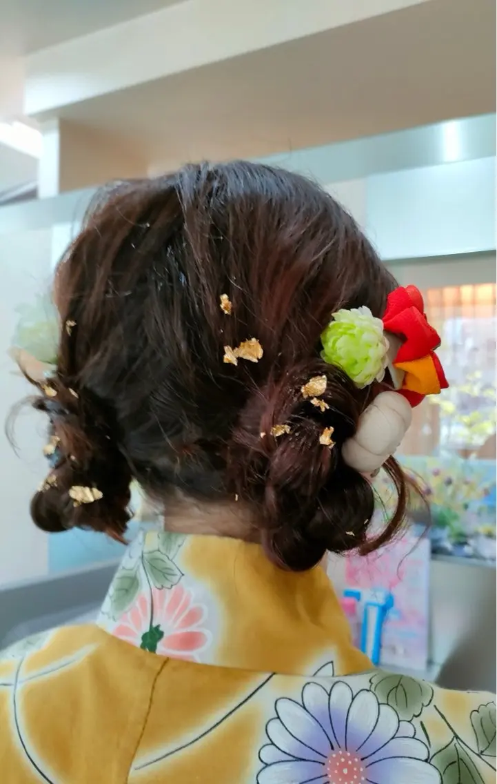 セミロング ヘアアレンジ ツインテール 浴衣 au美容室 栄矢場町のヘアスタイル