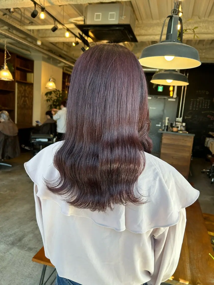 ミディアム カラー ブリーチ ブラウンカラー ブリーチなしカラー ピンクカラー ピンクブラウン ヘアカラー the BRIDGE 加藤みのりのヘアスタイル