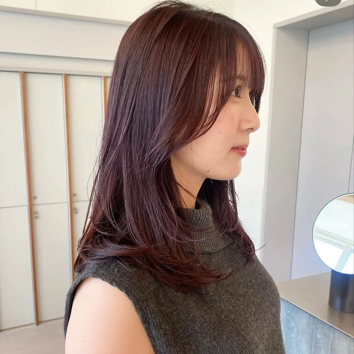 ミディアム カラー 透明感カラー ヘアカラー トリートメント レイヤー/縮毛矯正/ 暖色/mao🎀のヘアスタイル