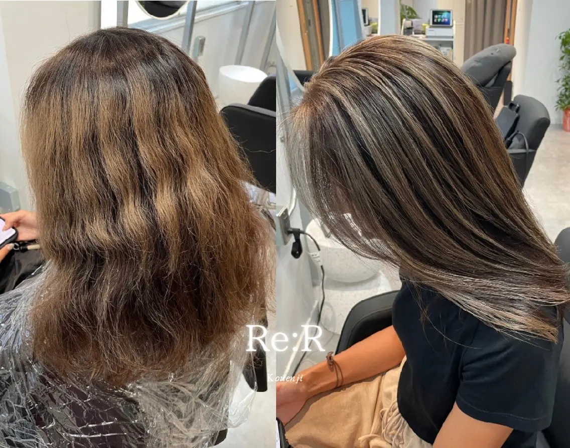 カラー ハイライトカラー ヘアカラー トリートメント 艶髪特化髪質改善 Re:Rアール高円寺のヘアスタイル