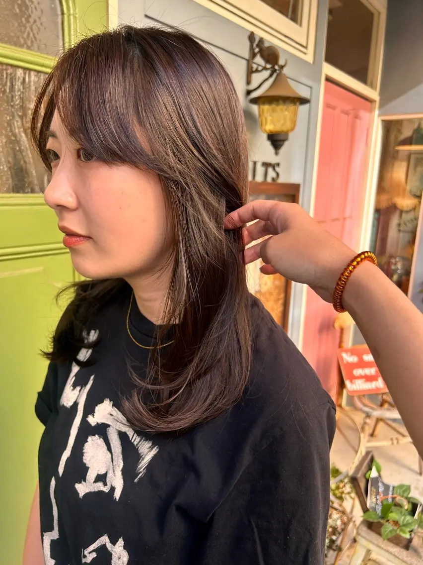 セミロング カラー レイヤーカット カット ヘアカラー ヘッドスパ 清水千優/パーマ/ メンズパーマのヘアスタイル