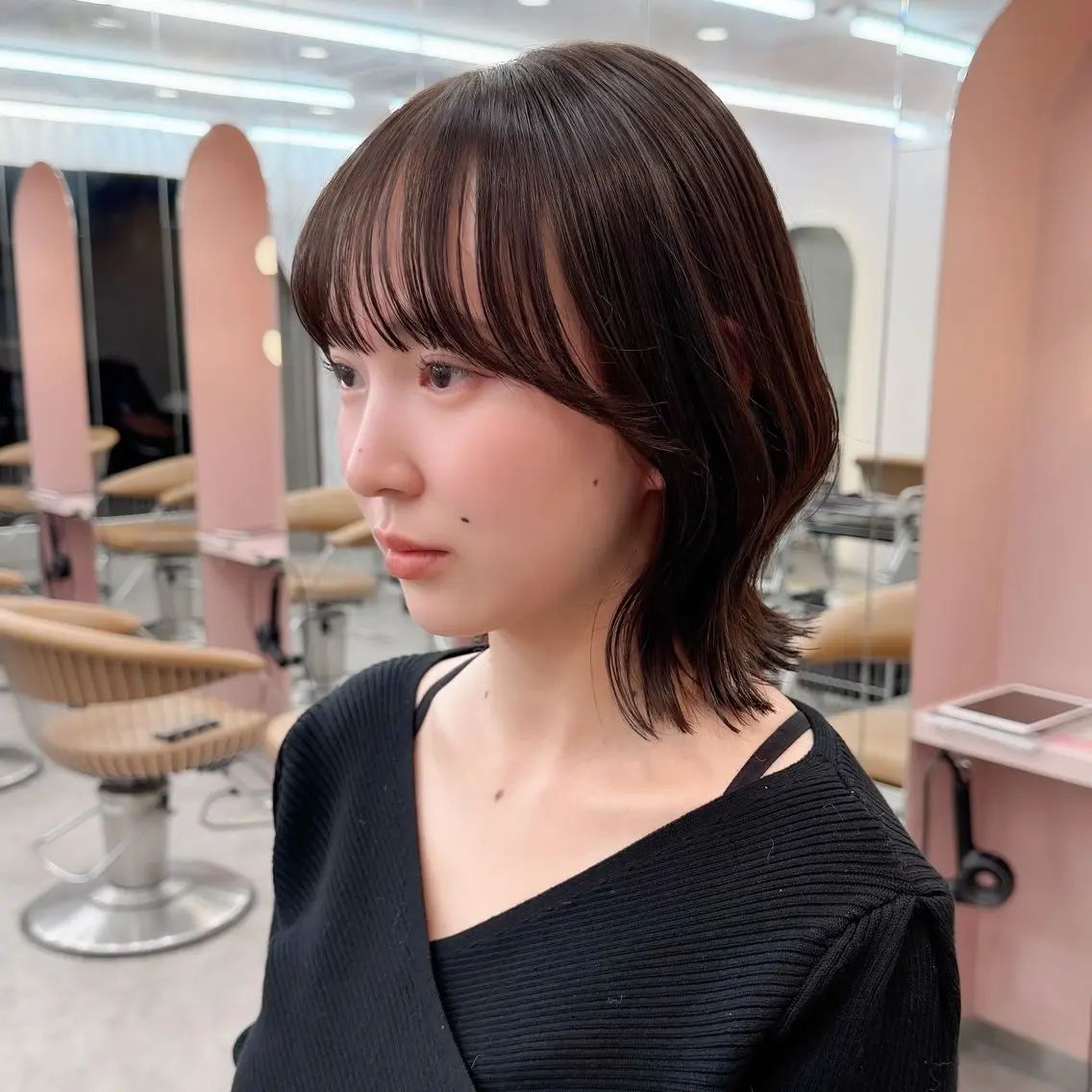 ミディアム カラー カット ヘアカラー トリートメント 縮毛矯正/ストンボブ Wカラー💎ヒデジのヘアスタイル