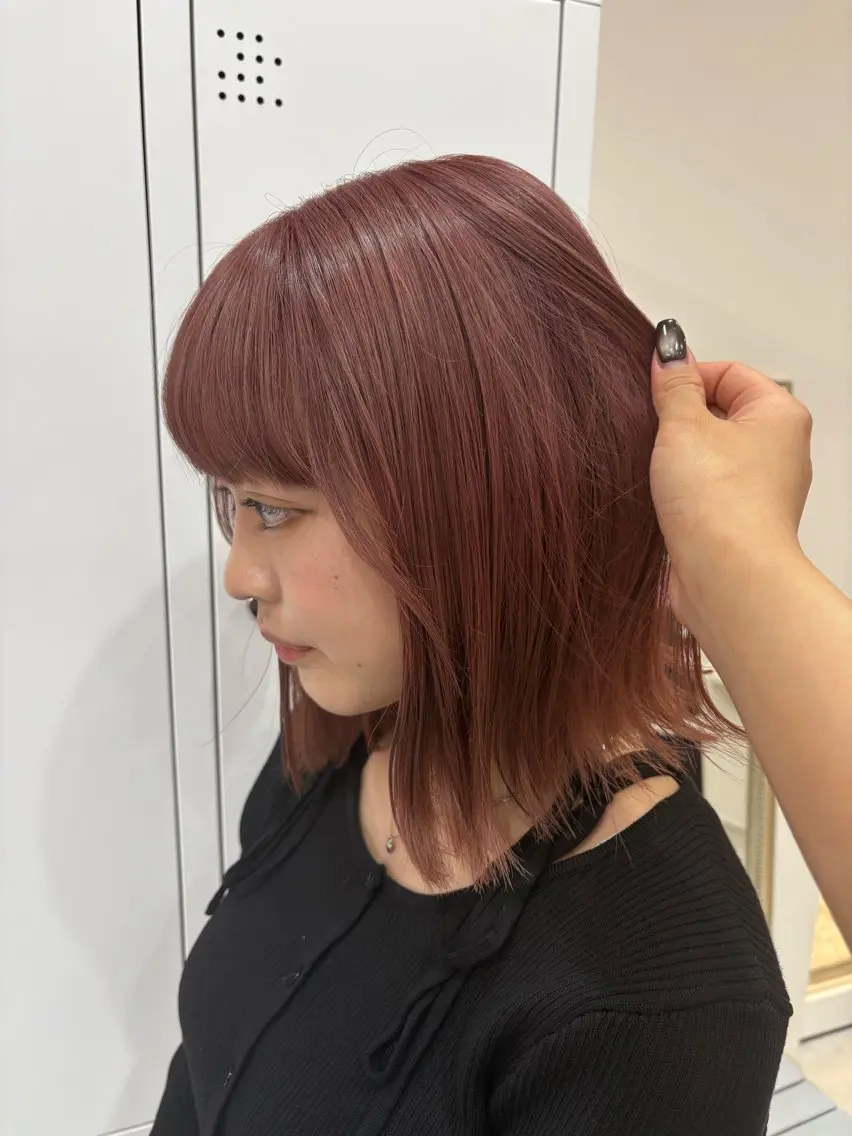 ミディアム カラー ベージュカラー ピンクカラー ピンクベージュ Hirona 縮毛矯正/髪質改善のヘアスタイル