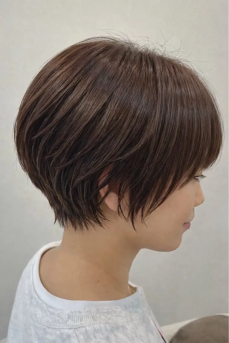 ショート カット センターパート 韓国ヘア・綾也のヘアスタイル
