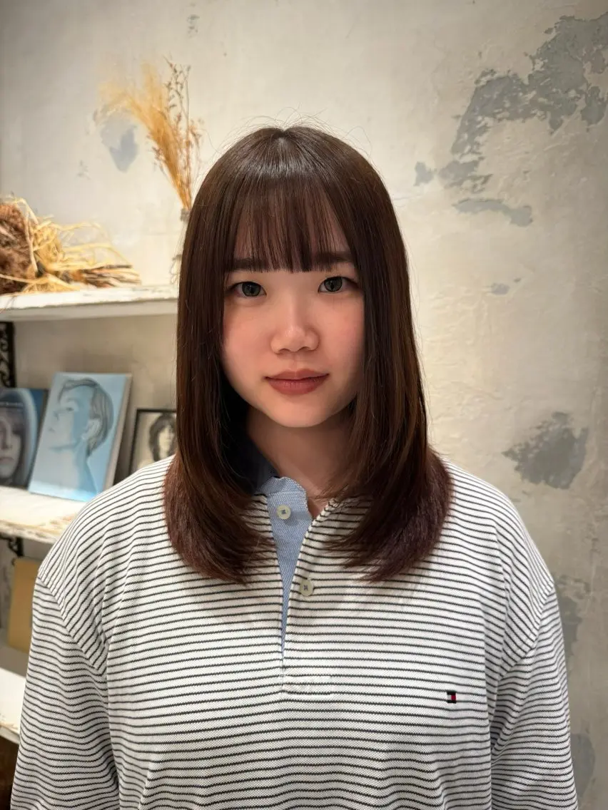 セミロング カット ヘアカラー トリートメント 笹原 叶のヘアスタイル