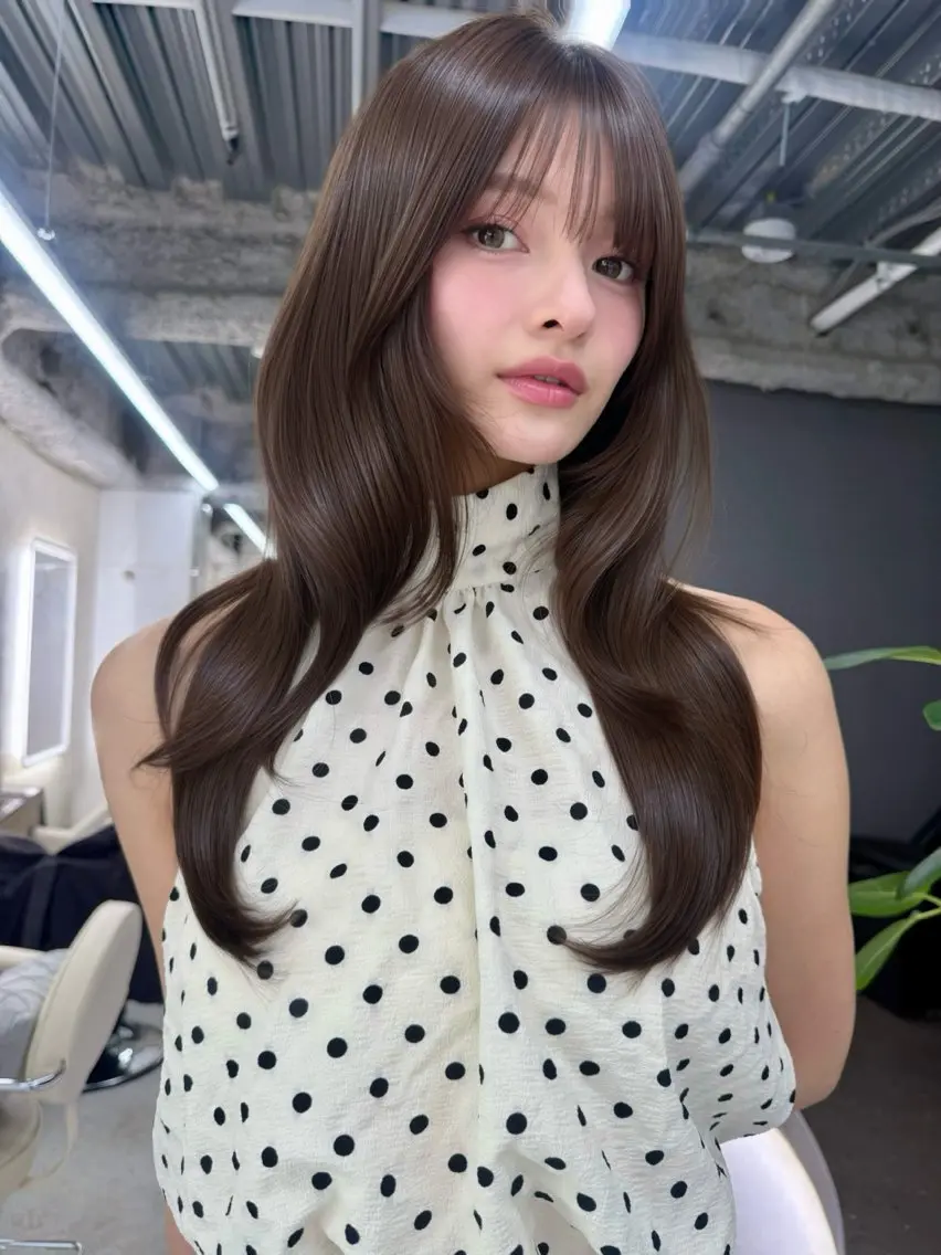 ロング くびれヘア 韓国風ヘア くびれレイヤー レイヤーカット ロング カット トリートメント レイヤー/ブリーチ/ 新宿/福元実希のヘアスタイル