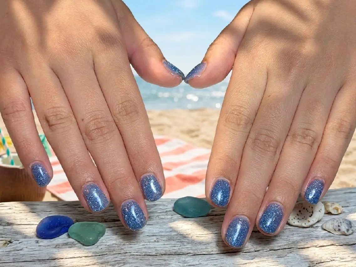 ネイル ブルー フラッシュネイル Ao.Nail Mizuki🍀のネイルデザイン