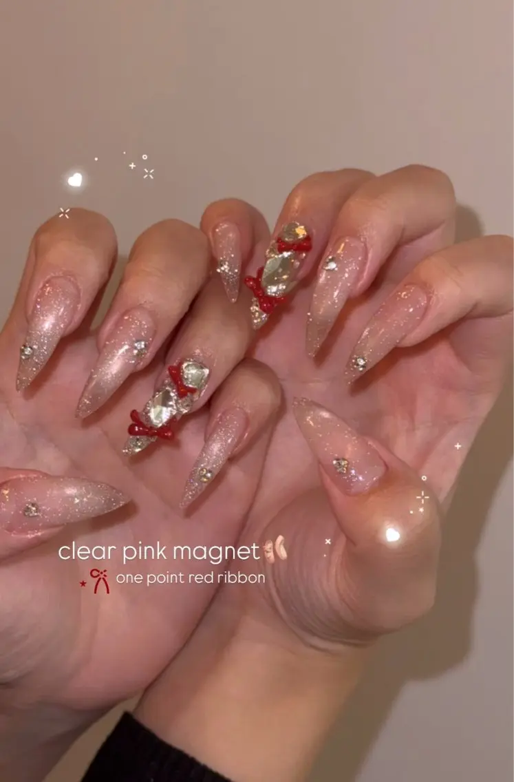 ネイル 長さ出し キラキラネイル 韓国ネイル ロングネイル ワンホンネイル ハンドネイル Josie nail salonのネイルデザイン
