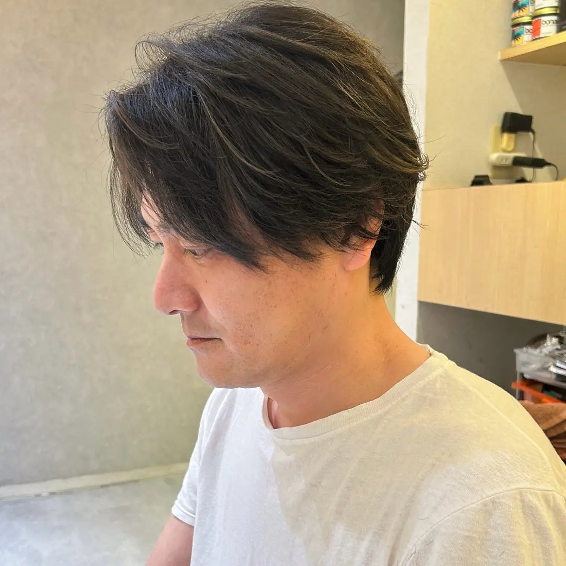 ショート カラー メンズ センターパート メンズハイライト ハイライトカラー ハイライト ヘアカラー 甲斐 瑞稀のヘアスタイル