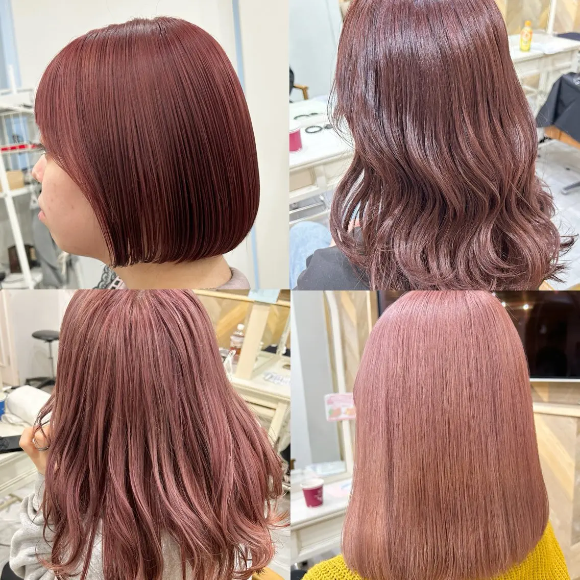 ミディアム カラー ベージュカラー ブラウンカラー ピンクカラー ピンクベージュ ピンクブラウン 顔まわりカット/ボブ /♡とーこ♡のヘアスタイル
