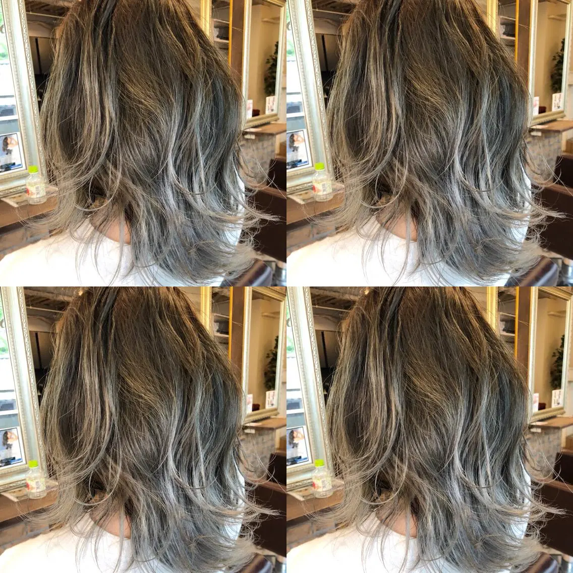 ミディアム カラー ブリーチ シルバー ヘアカラー JILBLAN京都 ショート/ハイライトのヘアスタイル
