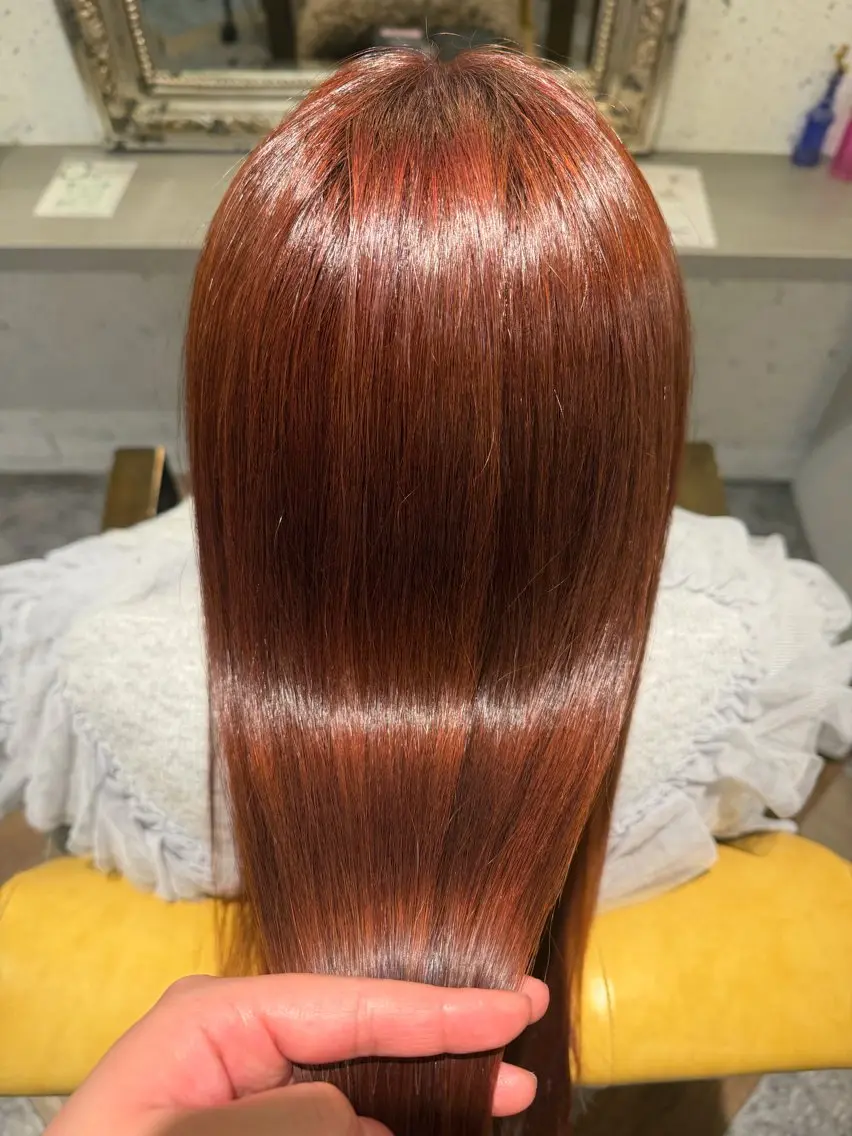 ロング 縮毛矯正 猪野 音羽のヘアスタイル