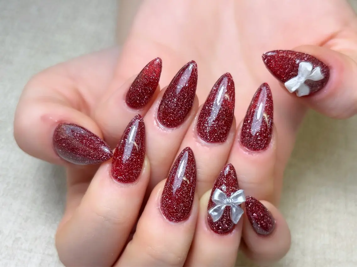 ネイル オーロラネイル 長さ出し フレンチネイル ジェルネイル ガラスフレンチ ハンドネイル Rela・S NAILのネイルデザイン