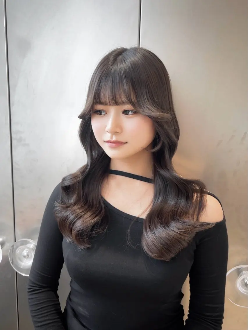 ロング カラー グレージュ 🩷韓国ヘア/ヨシン モリ🩷Maikaのヘアスタイル