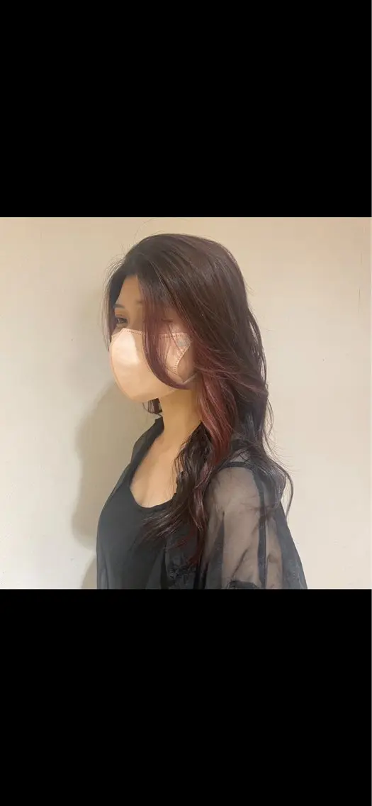 ロング カラー ヘアアレンジ ミストバング  フェイスフレーミング 顔周りカット ヘアカラー 🥀寒色女神 山口玲奈🥀のヘアスタイル
