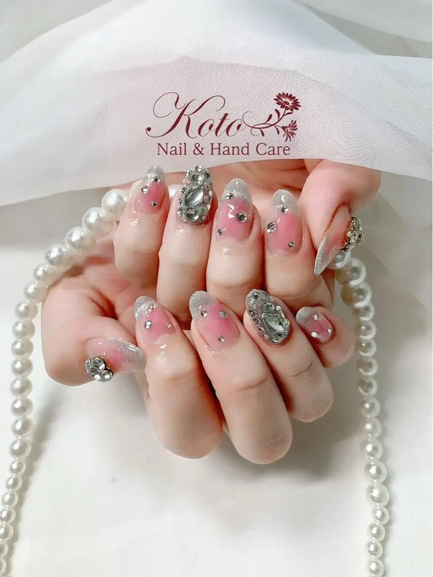 ネイル チークネイル 長さ出し ジェルネイル 持ち込み ニュアンスネイル ハンドネイル Nail Salon KOTOのネイルデザイン