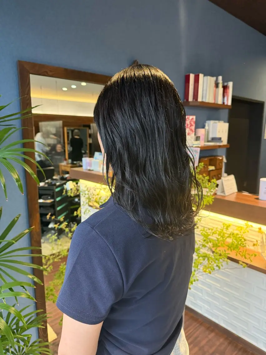ロング カラー ブルーカラー ブルーグレー カット ヘアカラー 🎀Kubu🍀 Natsumu🎀のヘアスタイル