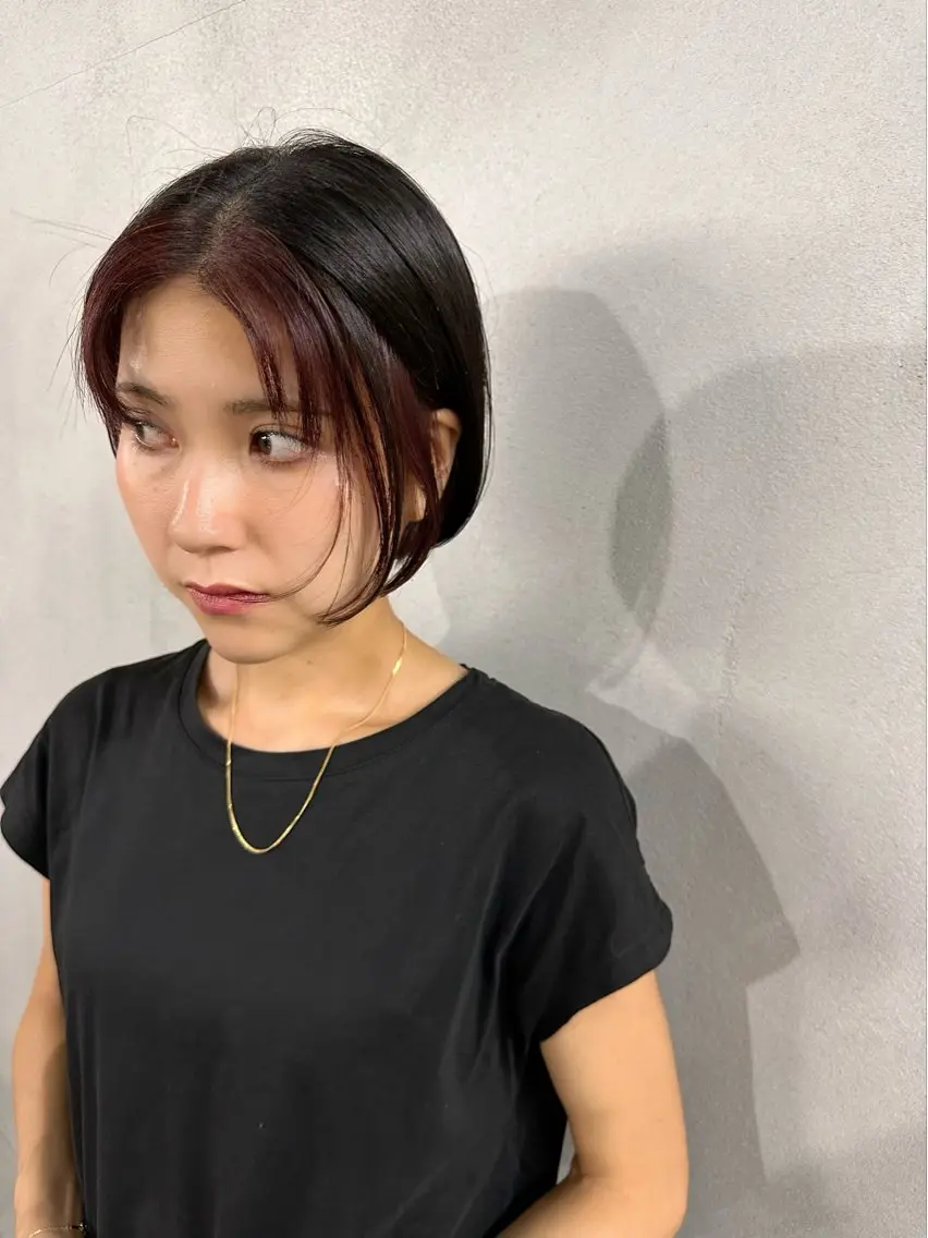 ショート カラー パーマ ヘアアレンジ メンズ キッズ ボルドーカラー #tag 稗田綾加のヘアスタイル