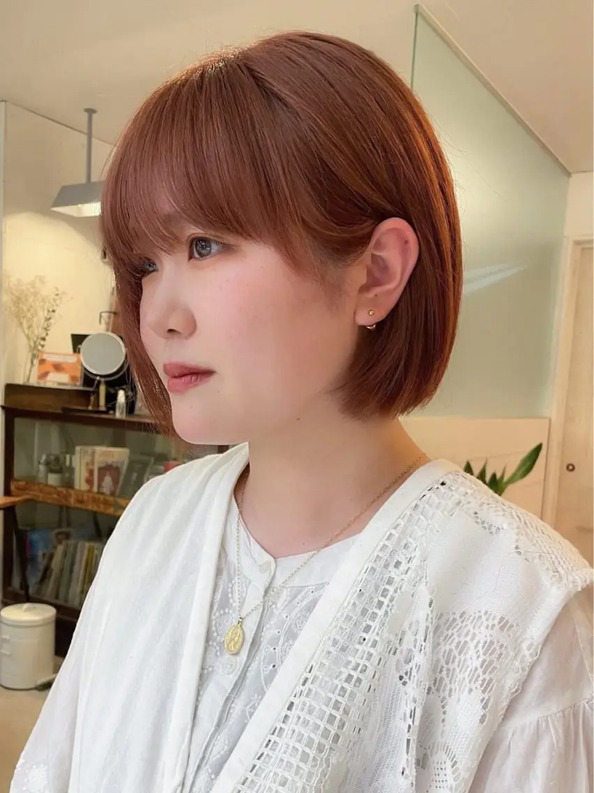 ショート カラー 切りっぱなしボブ ボブ 暖色カラー🧡 ボブ🧚‍♀️マナのヘアスタイル