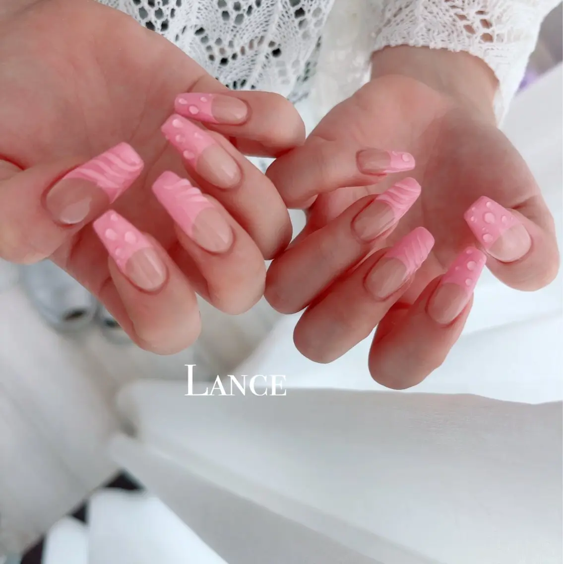 ネイル オーロラネイル フットネイル フレンチネイル ハート キラキラネイル Lance nailのネイルデザイン