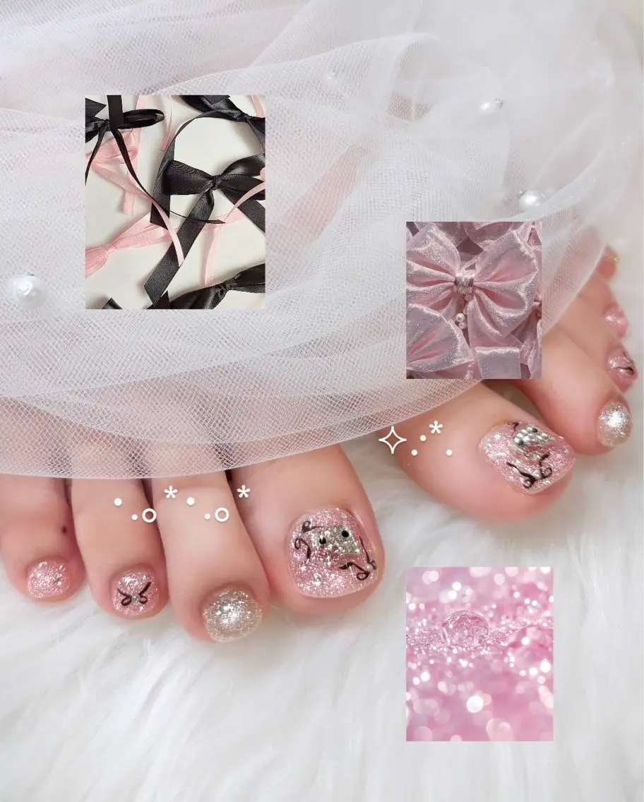 ネイル フットネイル ガーリー キラキラネイル ラメ(グリッター) ピンク Hal nail立川 *yuunaのネイルデザイン