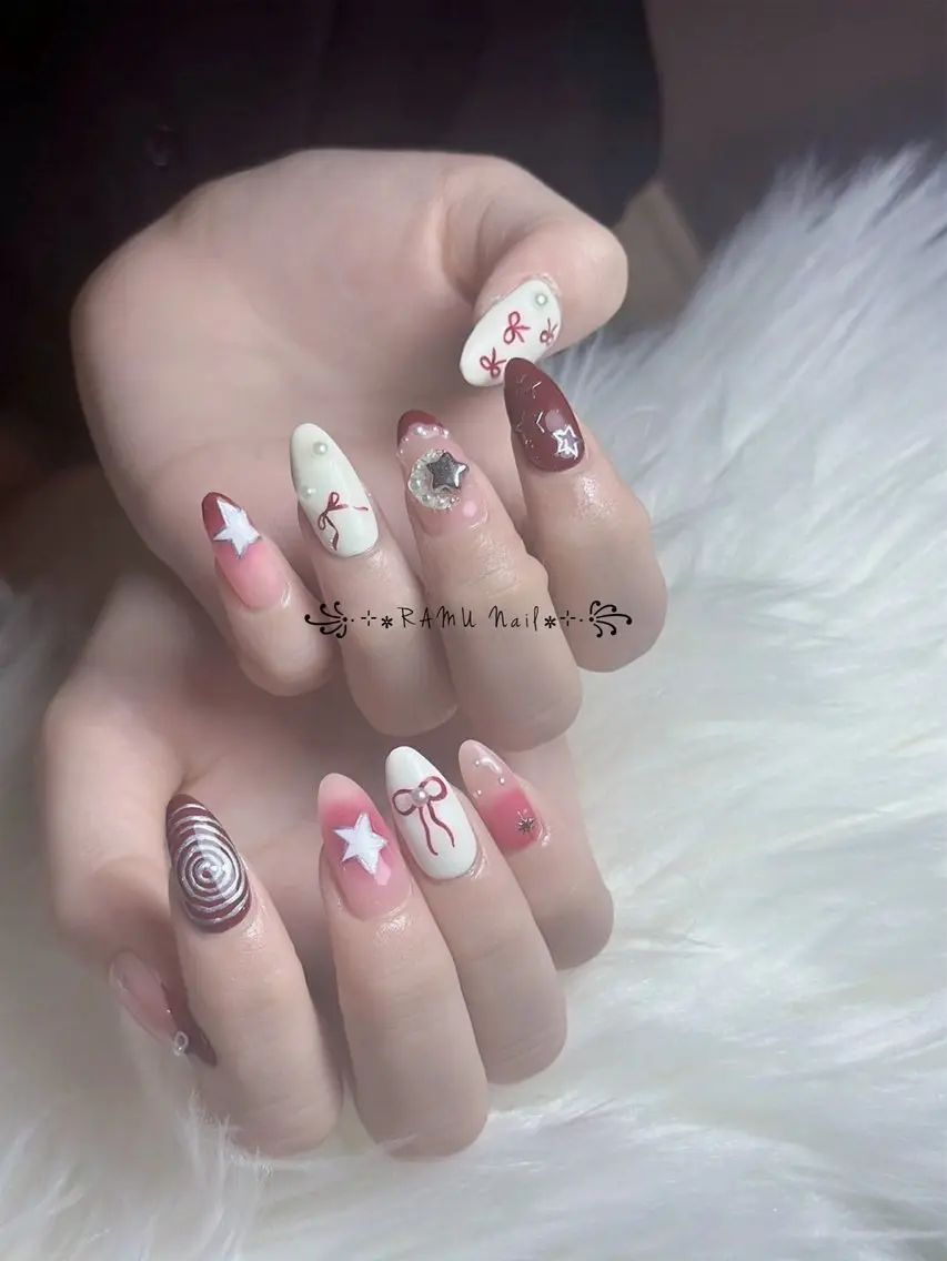 ネイル キラキラネイル マグネットネイル ミラーネイル ピンク 夏ネイル ハンドネイル RAMU Nail 恵比寿店のネイルデザイン