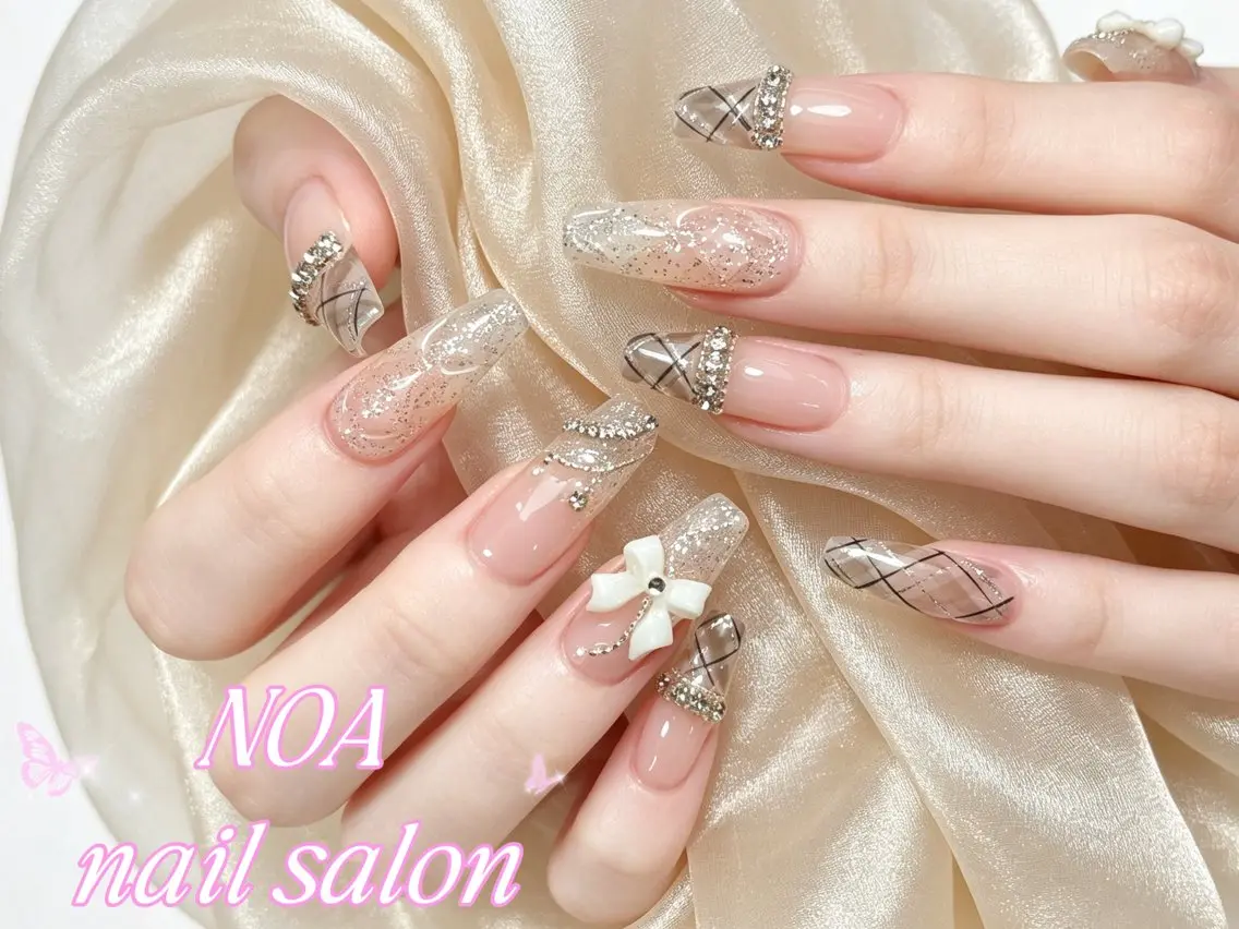 ロング 韓国風ヘア ハンドネイル Noa Nail みつきのネイルデザイン