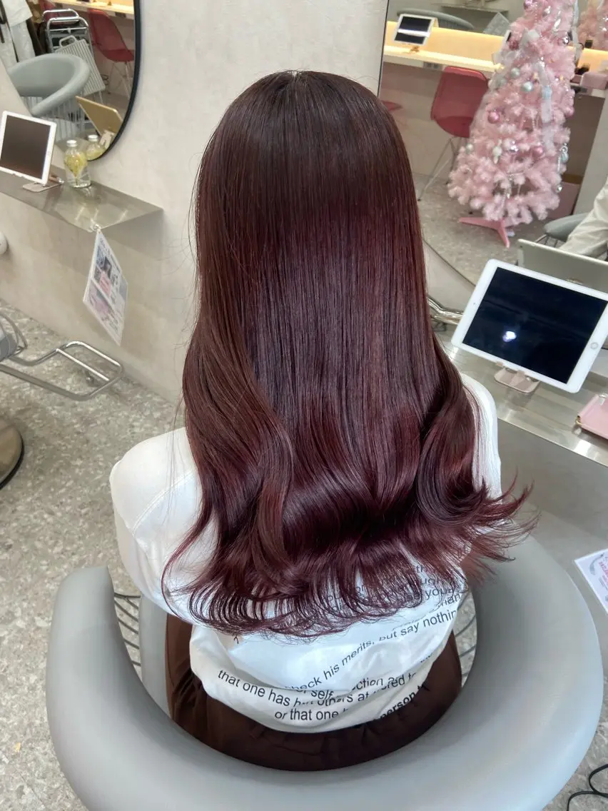 ロング カラー ラベンダーカラー ラベンダーピンク ピンクカラー 韓国風ヘア カット ヘアカラー トリートメント 新宿/韓国ヘア 中明度カラー/かやのヘアスタイル