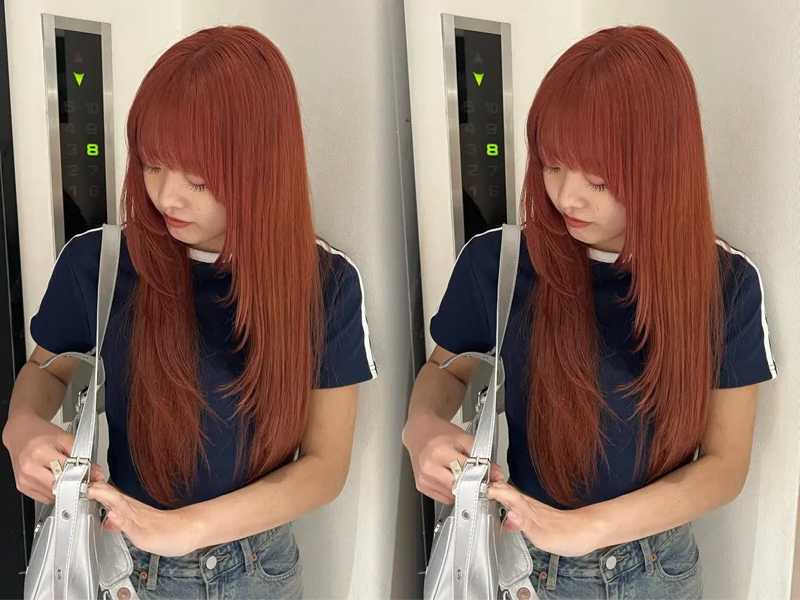 ロング カラー ブリーチ ブリーチなしカラー ayaka🫧 梅田ダブルカラーのヘアスタイル