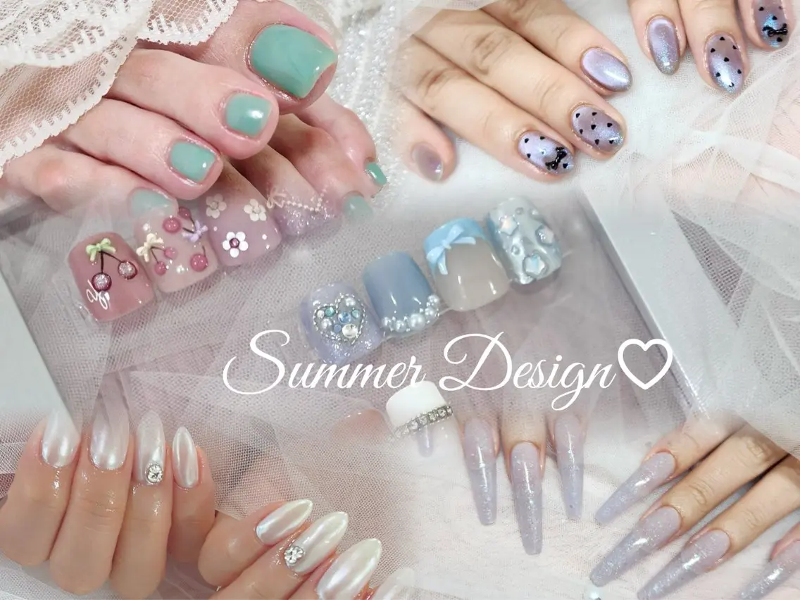 ネイル フットネイル ハンドネイル RiLion💗 Risa🦋💜のネイルデザイン
