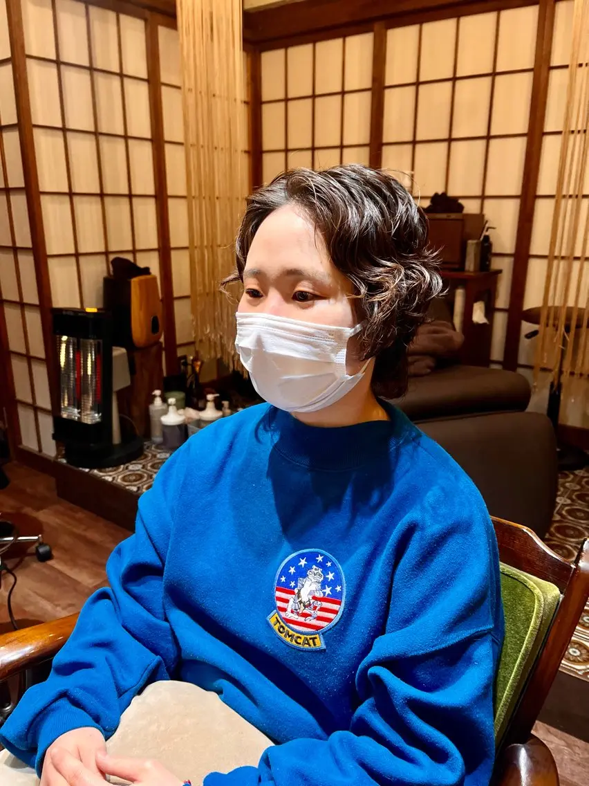 ショート パーマ 伸ばしかけ カット パーマ ヘッドスパ トレンドパーマ☝️ 🌱ショート/緒方椋のヘアスタイル