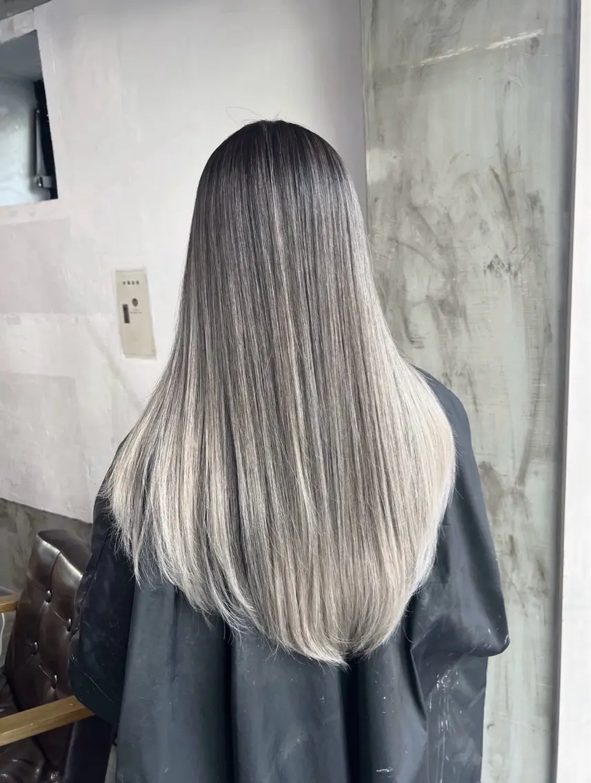 ロング カラー バレイヤージュ シルバー ホワイトシルバー レイヤーカット 指名数No.1 /NAOYAのヘアスタイル