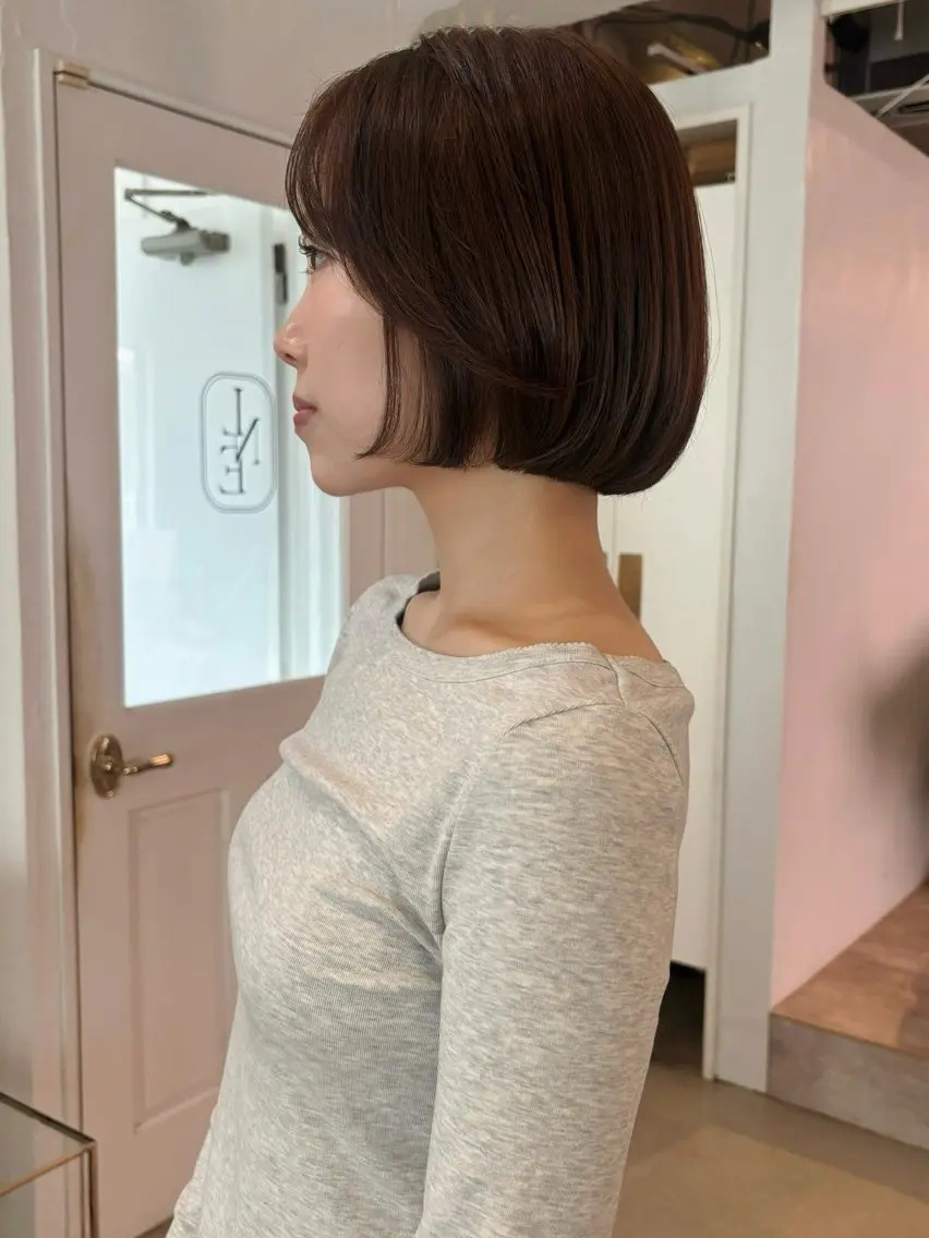 ショート ボブ カット ヘアカラー トリートメント 🍑透明感hair ・NENE🍑のヘアスタイル