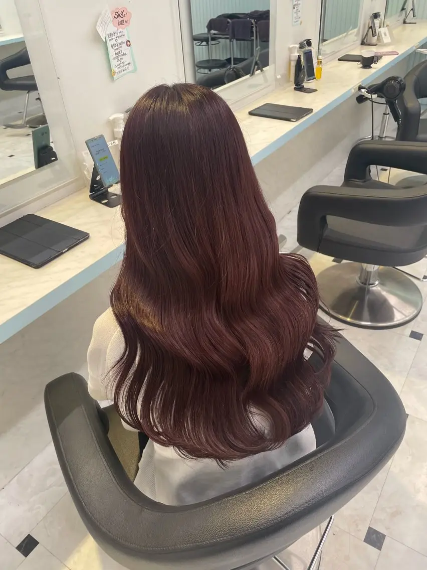 ロング カラー ヘアカラー トリートメント ヘッドスパ ヘアセット 🇰🇷韓流暖色ヘア 🍒saaya🍒のヘアスタイル