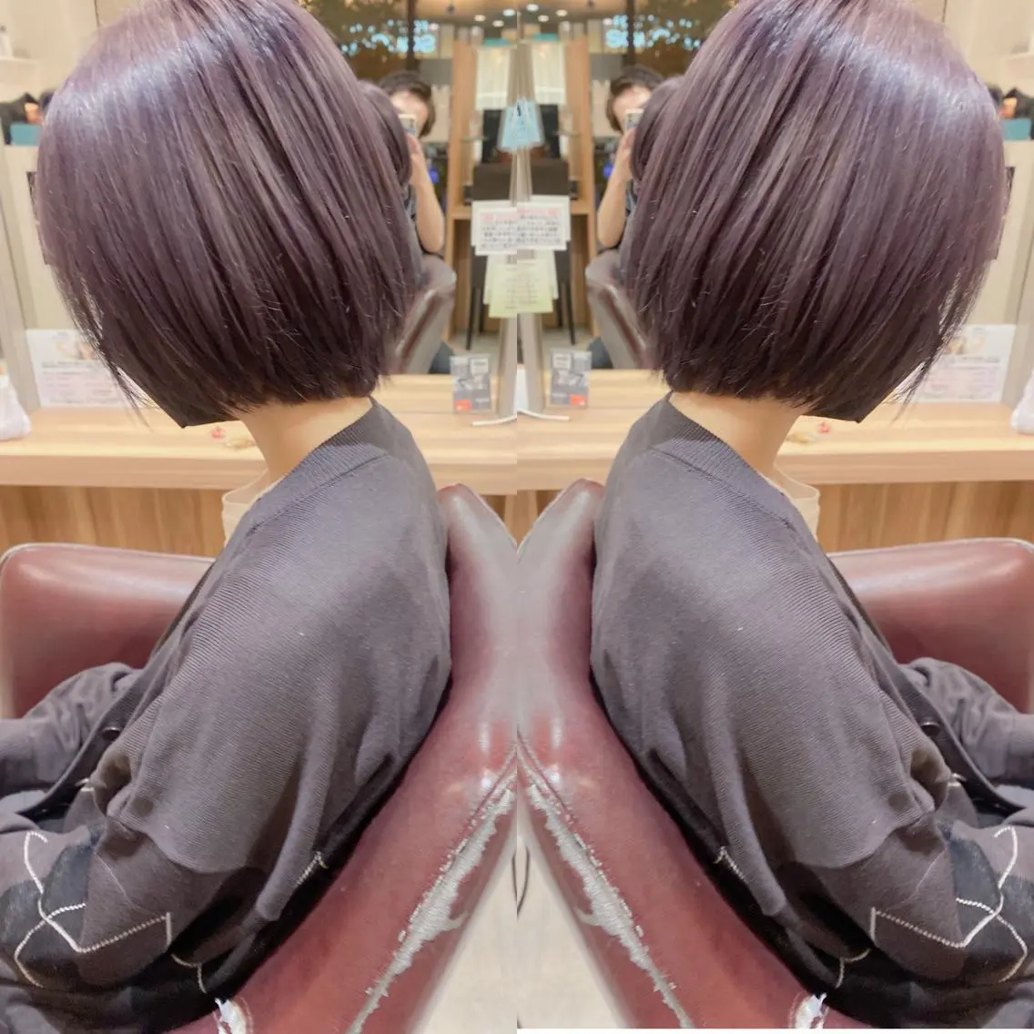 ショート カラー ヘアアレンジ 切りっぱなしボブ ラベンダーカラー ボブ カット ヘアカラー トリートメント 竹内啓太 ボブのヘアスタイル