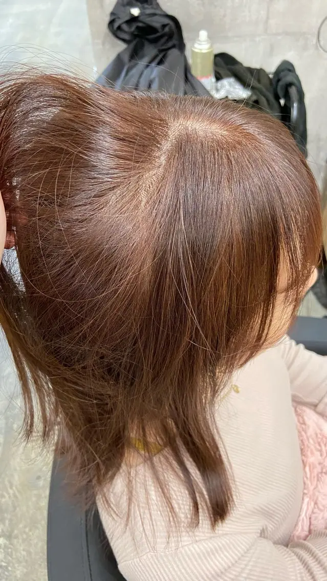 ミディアム カラー ブラウンカラー オレンジ オレンジブラウン ヘアカラー トリートメント Sunny side 大名 RIOのヘアスタイル