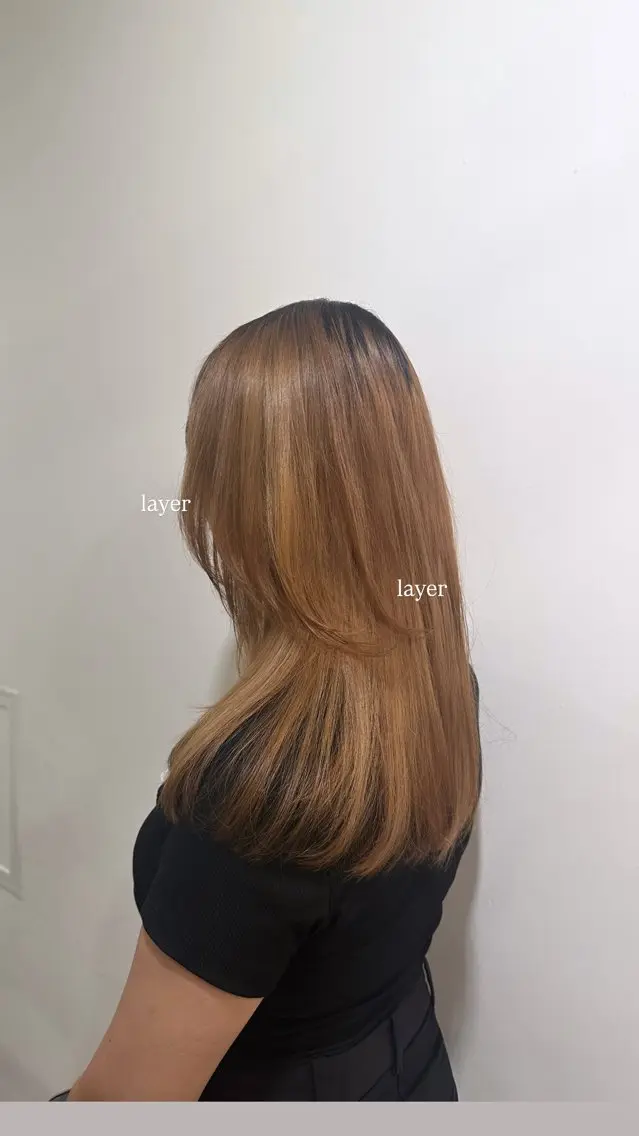 ロング レイヤーカット カット こがねざわみさき 🦭透明感カラーのヘアスタイル