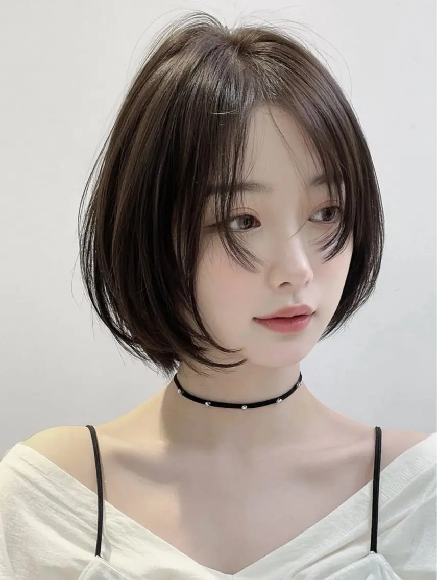 ショート ボブ 髪質改善 韓国風ヘア レイヤーカット 縮毛矯正 カット ヘアカラー 髪質改善/レイヤー/ 佐藤　舞🌷🫧のヘアスタイル