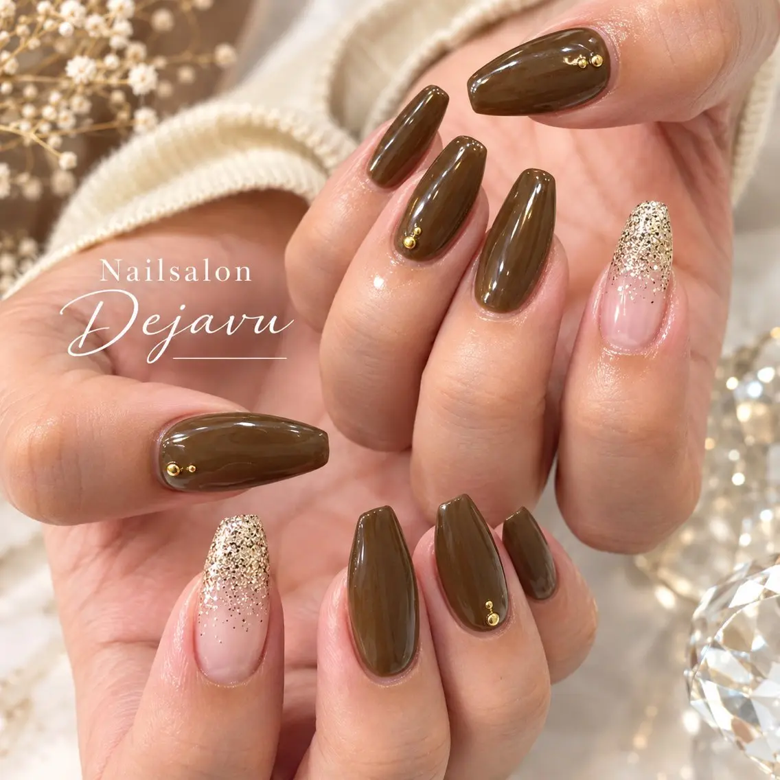 ネイル ストーンネイル ハンドネイル Nailsalon Dejavuのネイルデザイン