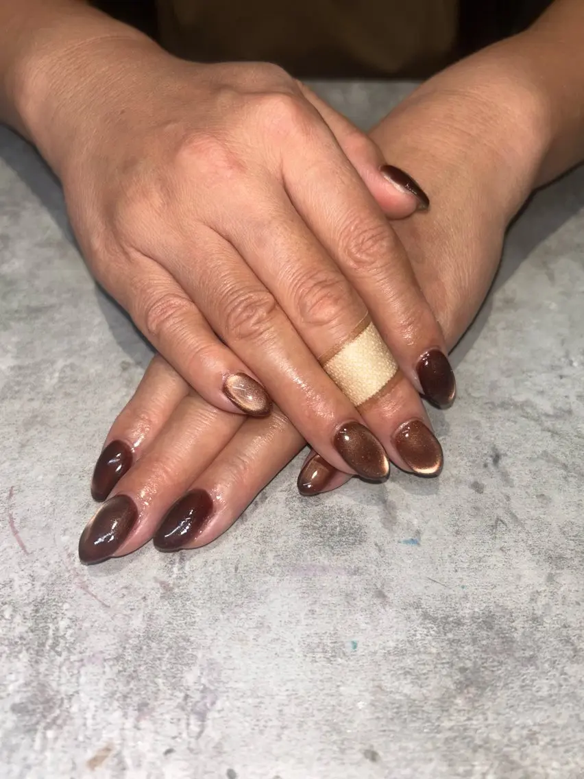 ネイル ブラウン Larme himenaのネイルデザイン