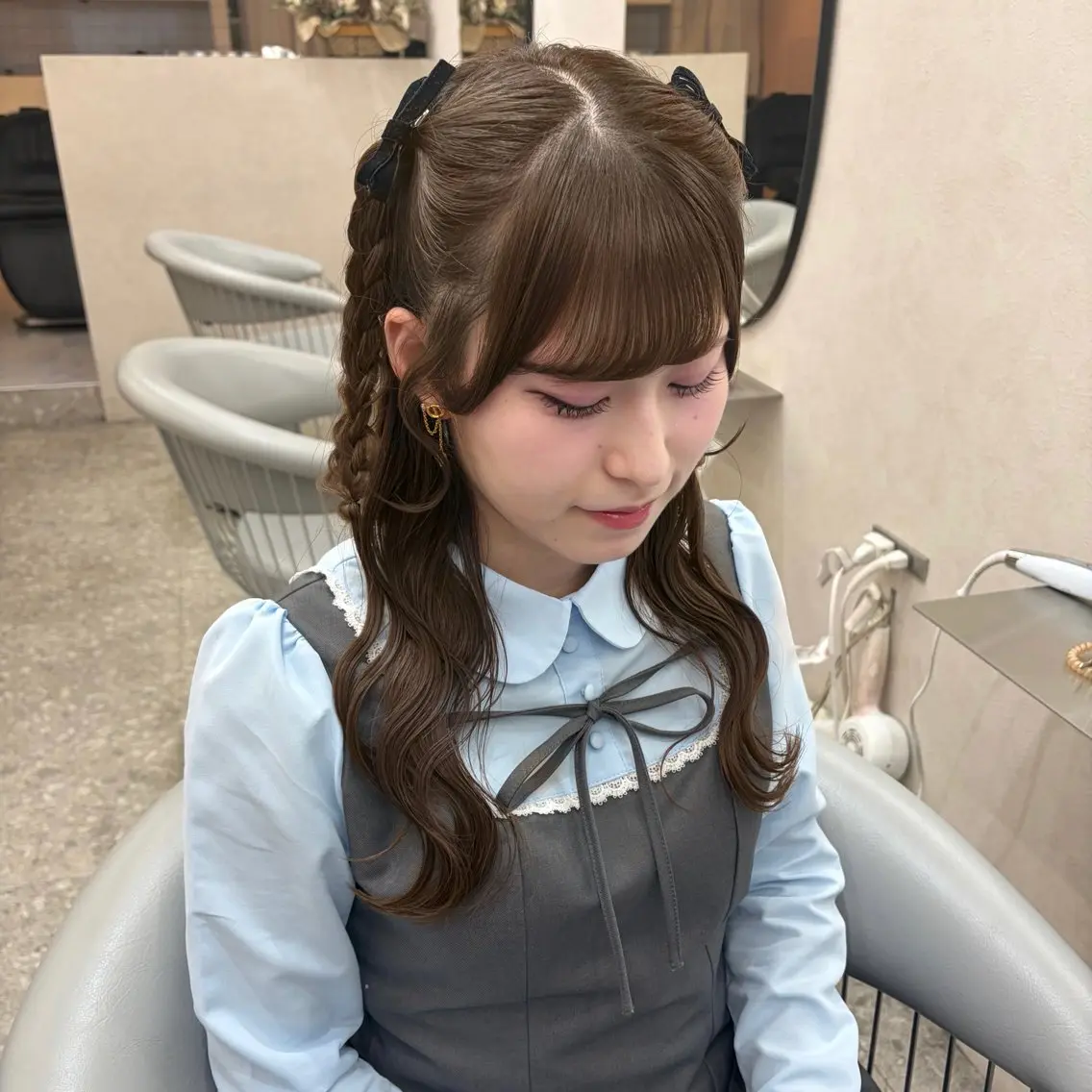 ロング ヘアアレンジ 韓国風ヘア ワンホンヘア ヘアセット Rio🎀ブリーチ なし透明感♡顔周り♡のヘアスタイル