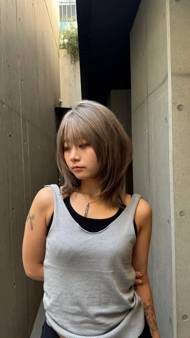 ミディアム カラー カット ヘアカラー トリートメント だいち/ブリーチ/ レイヤーカットのヘアスタイル