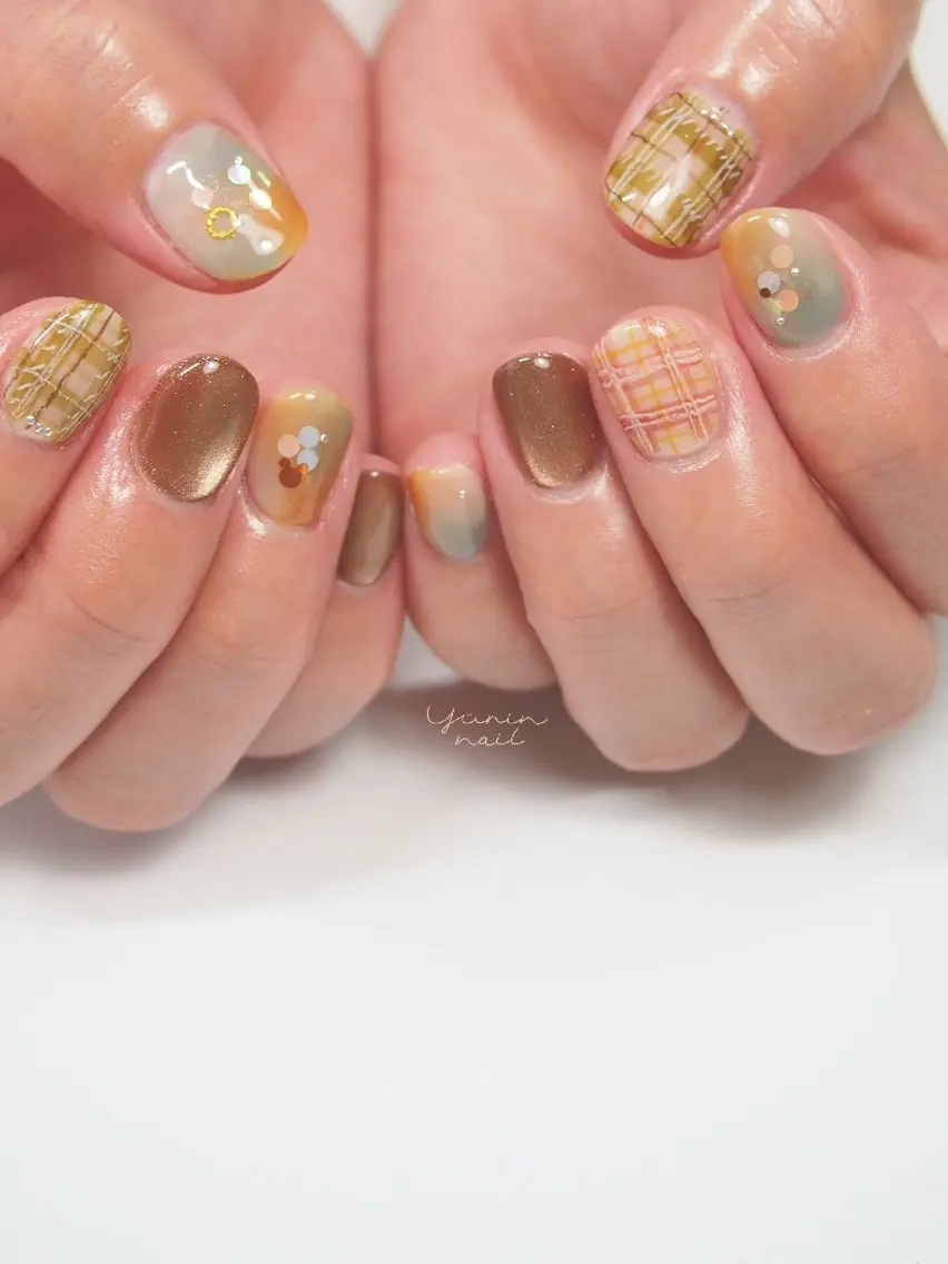 ネイル グリーン ショートネイル専門 yurin nailのネイルデザイン