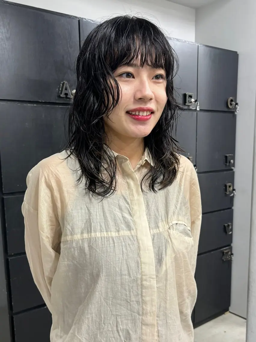 ミディアム パーマ 松永 なつみのヘアスタイル