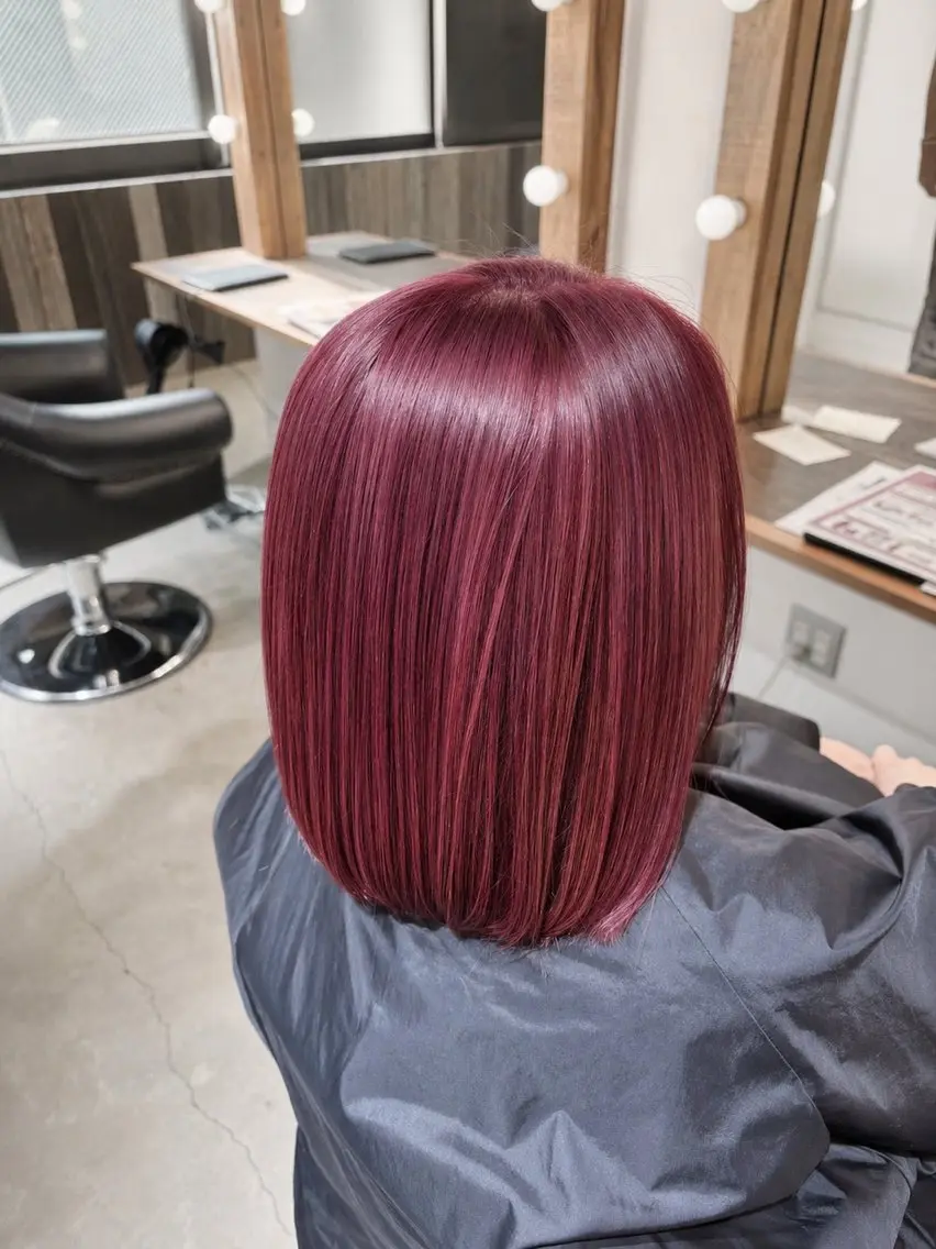ミディアム カラー ブリーチ ブリーチなしカラー レッドカラー ヘアカラー 🌀メンズパーマ🌀 平川海夢のヘアスタイル