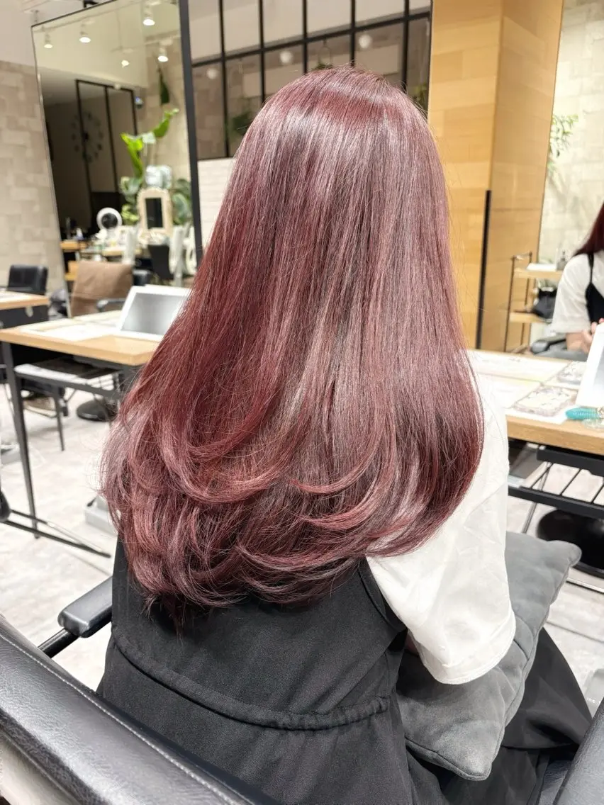 ロング カラー ブラウンカラー オレンジ レッドカラー レッドブラウン The C 海老名 SHUREIのヘアスタイル