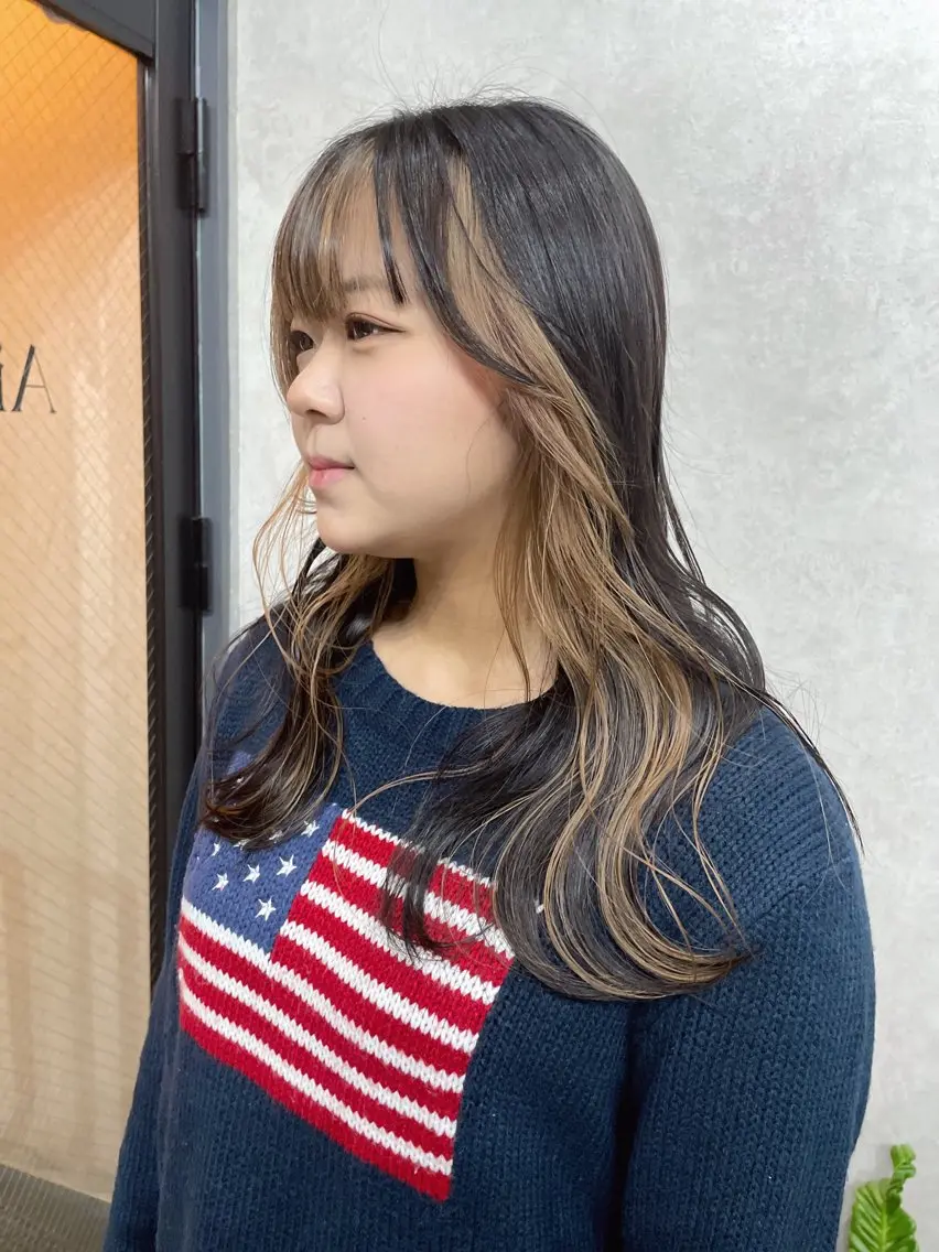 ロング カラー ミストバング  フェイスフレーミング AIRI layer cut hairのヘアスタイル