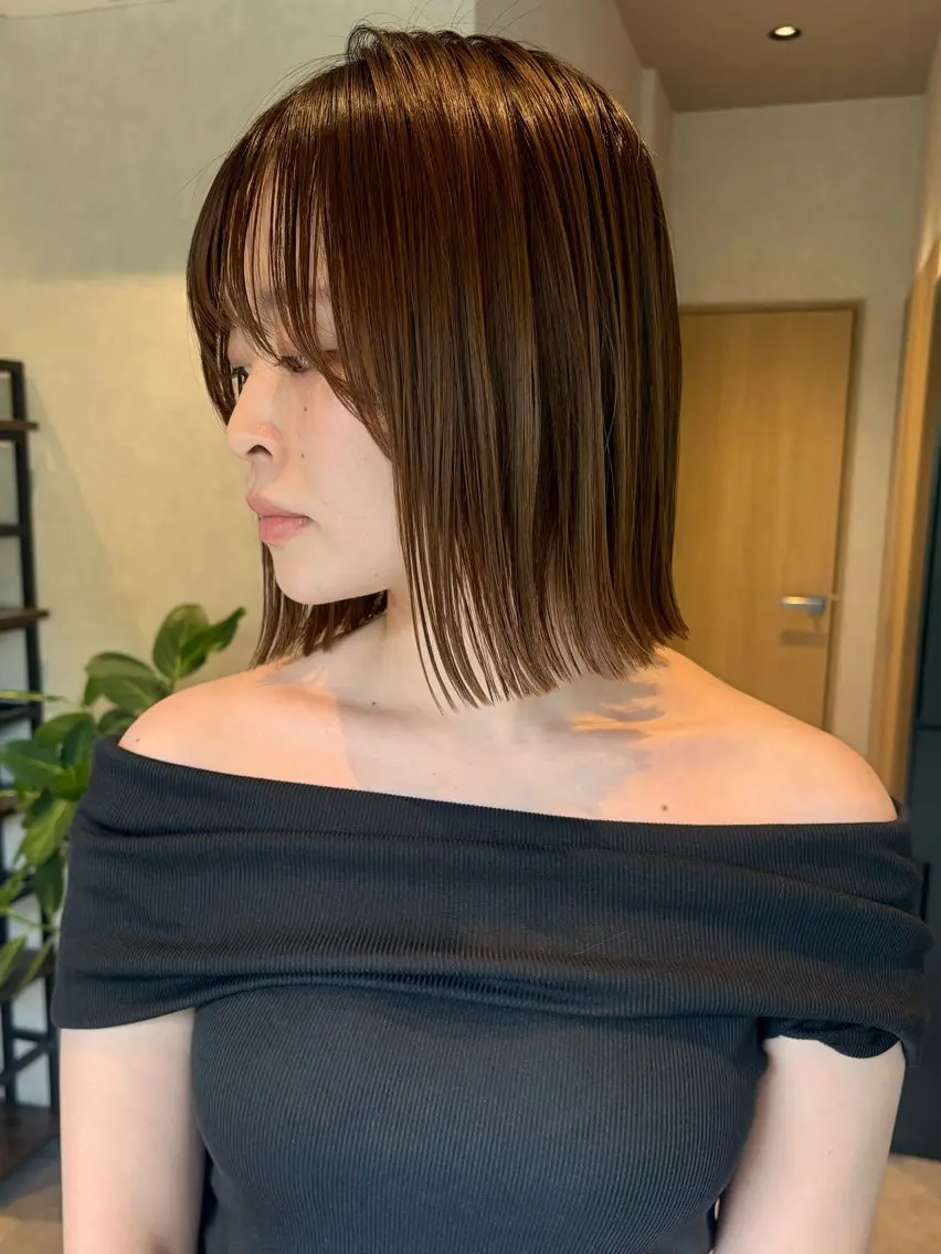 ミディアム ボブ 外ハネヘア 縮毛矯正 【ボブ/個室サロン】 癒し空間mimuraのヘアスタイル