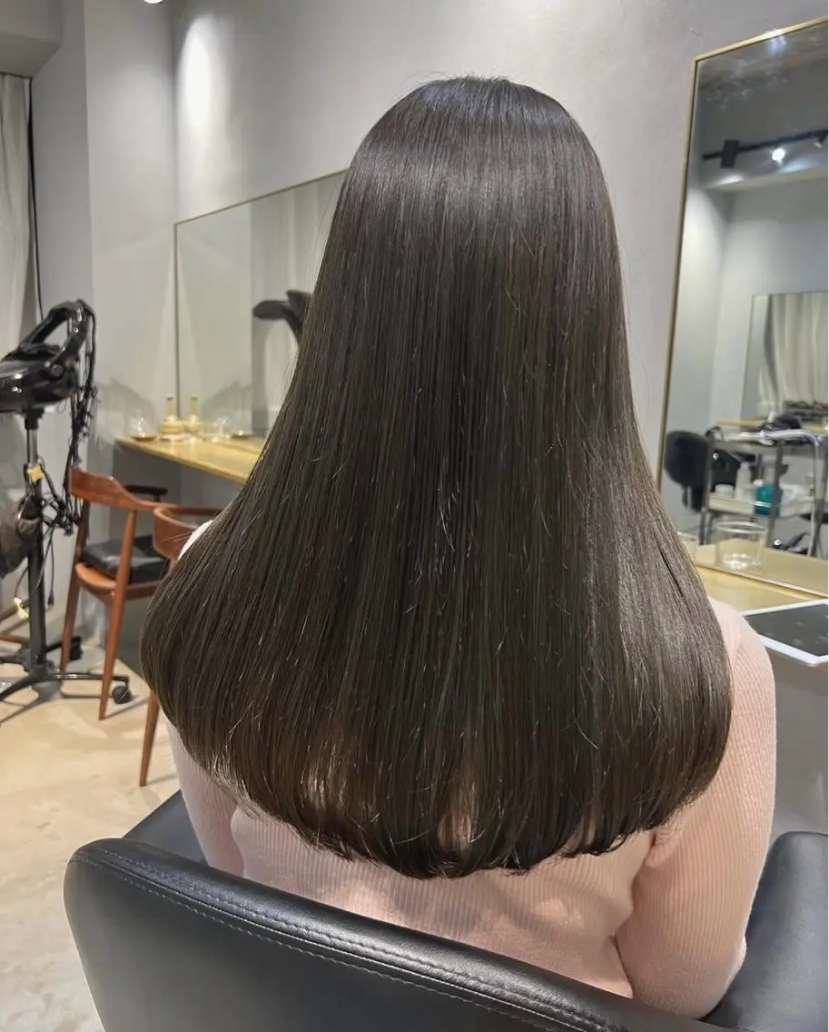ロング カラー オリーブカラー カット ヘアカラー トリートメント akane/ボブ /ブラウンベージュのヘアスタイル