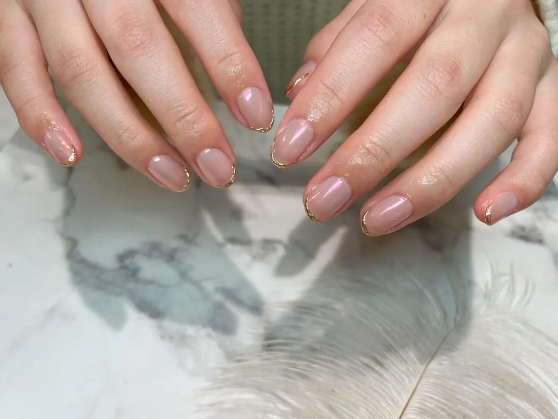 ネイル アートネイル オーロラネイル フレンチネイル ミラーネイル Aing nail 澤瀬のネイルデザイン